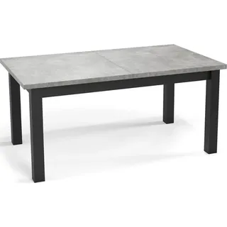 WFL GROUP Esstisch - Platzsparend - Schwarze Holzbeine - 120 bis 160 cm - Hergestellt in EU - 120 x 67 cm - Grau Beton - Grau