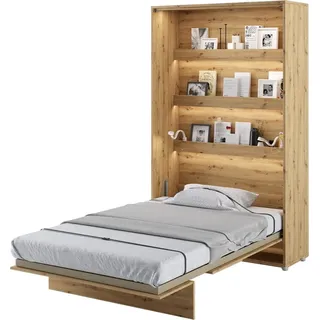 Furniture24 Schrankbett Bed Concept, Wandklappbett mit Lattenrost, V-Bett, Wandbett Bettschrank Schrank mit integriertem Klappbett Funktionsbett BC-02, 120 x 200 cm, Artisane Eiche, Vertical - Hellbraun