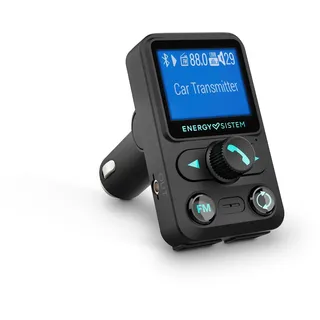 Energy Sistem Car FM Xtra (FM-Transmitter zum Musikhören im Auto, 1,4" LCD, Bluetooth®, microSD, Ordner-Navigation, USB-MP3, Sprachsteuerung) - Schwarz