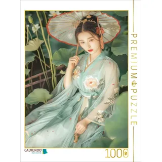 Calvendo Puzzle · Anmutige asiatische Frauen | Sie liebt ihren Lieblingsplatz am Teich · 1000 Teile · Lege-Größe 64 × 48 cm · CALVENDO Puzzle