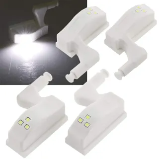 LED Scharnier Schrankleuchte, 4 Stück, Batteriebetrieb, Weiß | Universal einsetzbar, Für Küche, Für Kleiderschrank
