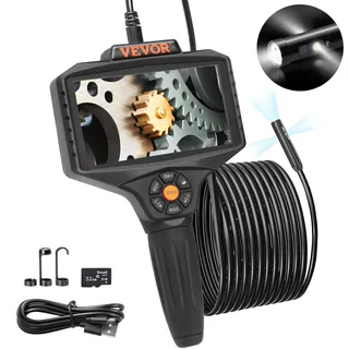 Vevor Endoskopkamera Dreifachlinse 5" IPS-Bildschirm 854x480 5m Kabel IP67 5000mAh Akku 180° drehbar