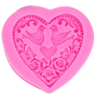 Silikonform lebensmittelecht SA151 Herz Tauben Zuckerpaste Geschenkidee Weihnachten Geburtstag Party Hochzeit Liebe Torte Taufe Tortendesign