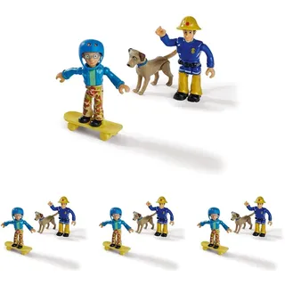 Simba 109252515 - Feuerwehrmann Sam Figuren Set, Doppelpack mit Tier, Figur 7,5cm, beweglich, mit Zubehör, 4-Fach Sortiert, es Wird nur EIN Artikel geliefert, ab 3 Jahren (Packung mit 4)