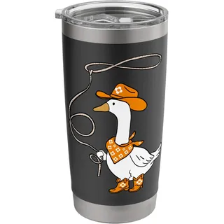Orange Cowgirl Gans Cowboyhut Country Gänse Doppelwandiger Edelstahl-Thermobecher