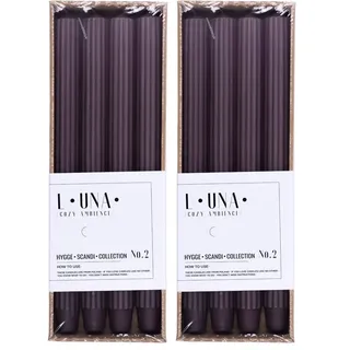 DONAU HOME Set Lange Stabkerzen Gerippt/Brombeerfarbe Lila / 4 Stück / 30 x Ø 2,5cm Unparfümiert/Geriffelte Stabkerzen/Tafelkerzen zur Dekoration im Wohnzimmer, Bad / 10 Stunden Brenndauer
