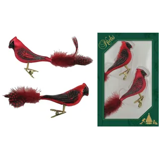 Krebs Glas Lauscha Weihnachtsornamente Kardinal 2er-Set 8cm