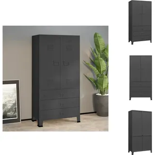 vidaXL Industrial Kleiderschrank Anthrazit 90x50x180 cm Metall - Kleiderschränke - Grau