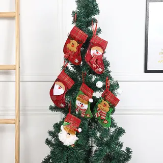 Weihnachtsstrumpf Weihnachtsdeko Weihnachten Geschenktasche Beutel Weihnachtsbaum Deko 6PCS Socken Dekoration Nikolausstrumpf - EIN Echter Klassiker