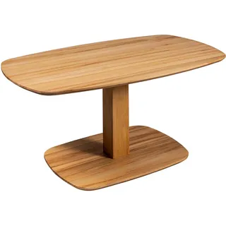 Linea Natura Couchtisch , Buchefarben , Holz , Buche , Hartholz , organisch , Säule, Bodenplatte , 65x48-67x110 cm , höhenverstellbar , Wohnzimmer, Wohnzimmertische, Couchtische, Höhenverstellbare Couchtische