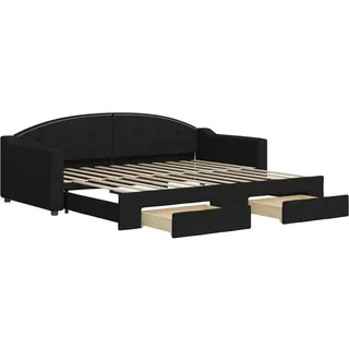 vidaXL Tagesbett Ausziehbar mit Schubladen 90 x 200 cm schwarz