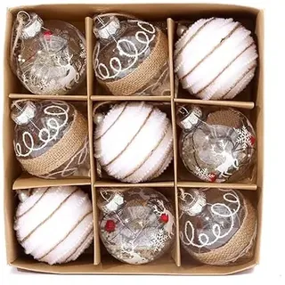 9er Set edle XXL Weihnachtskugeln Ø 8cm in Champagner-Farbe Weihnachtsbaum Kugeln Christbaumkugeln Weihnachts-Deko Christbaum-Schmuck (Variante 1)