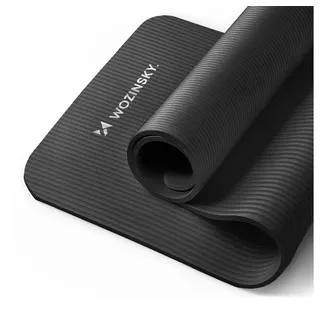 wozinsky WNSP-BLAC Gymnastikmatte 181 x 63 x 0,9 cm NBR rutschfest mit Gurt Tasche Schwarz - Schwarz