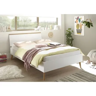 Home Affaire andas Einzelbett »Merle Bettgestell mit Massivholzfüßen Außenmaße 145/20/92 cm (B/T/H)« in skandinavischem Design, Liegefläche 140x200cm, weiß