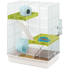 Ferplast Hamsterkäfig, Nagerkäfig Hamster TRIS, Kleintierkäfig, 3 Etagen mit Rampen Hamsterzubehör inklusive, 46 x 29 x 58 cm