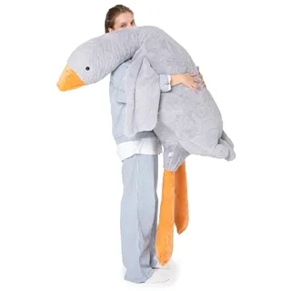 Deluxe übergroßes Gänse-Plüschtier - 190 cm – Weicher, umarmbarer Begleiter in Weiß und Grau - Grau