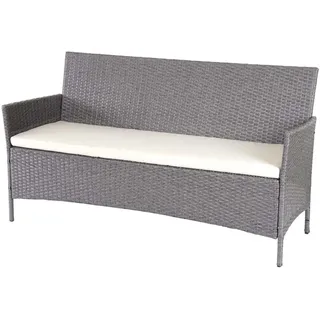 MCW 3-Sitzer Poly-Rattan Gartenbank Hellgrau, Cremeweiß , Kunststoff , 154x82x60 cm , Gartenmöbel, Gartenbänke
