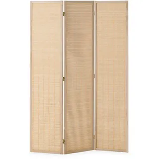 Homestyle4u Paravent Raumteiler, 3 teilig Bambus Lamellen Raumtrenner Holz Natur Trennwand 120 cm X 170 cm X 2 cm