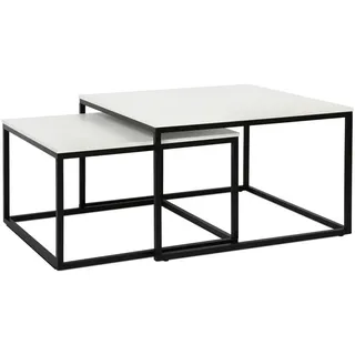 Home Collective Couchtisch 2er Set quadratisch weiß , Holzwerkstoff , Quadratisch , 70x42x70 cm , Wohnzimmer, Wohnzimmertische, Couchtische