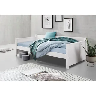 otto home Daybett OTTO HOME ""TIPO " zertifiziertes Massivholz", weiß, B:97,5cm H:58cm L:210,7cm, Material Füße: Holz;Kopfteil, Fußteil und Rückenteil aus MDF (Holzwerkstoff), Daybetten, Gästebett, platzsparend, Option für 2. Schlafgelegenheit