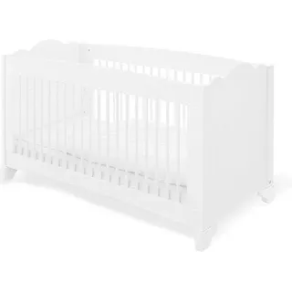 Famanu Kinderbett Pino - Massivholz, umbaubar - 148 cm x 79 cm x 86 cm - Weiß