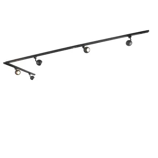 Qazqa Modern Schienensystem Lampen Komplettset, Schienenbeleuchtung, Deckenstrahler, Deckenspot - Iconic Gissi - Schwarz, 5-flammig, 286cm, Ideal als Küche lampe und