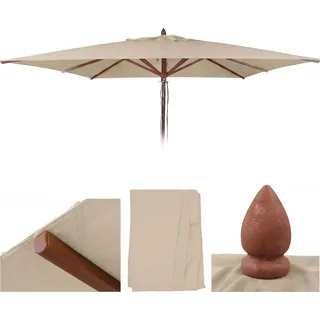Ersatz-Bezug für Gastronomie Holz-Sonnenschirm HWC-C57b, Sonnenschirmbezug, eckig 3x3m Polyester creme - Beige