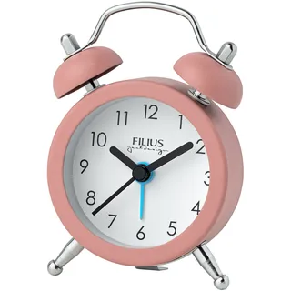 FILIUS zeitdesign Glockenwecker Reisewecker, Quarzwecker, Kinderwecker, Schlafzimmer, Schulanfang, rosa