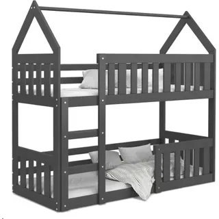 Etagenbett hochbett kinderzimmer kinderbetten jugendzimmer Hause mini 80x190 grau - Grau