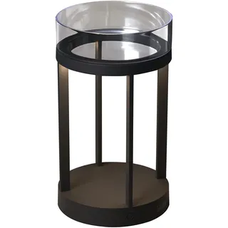Konstsmide Chieti LED Laterne | Indoor/Outdoor | regenfest | USB | grau | Aluminum/Glas Dekoschale | 2 Lichtfarben | Akkulaufzeit bis zu 20h | 7821-300, Anthrazit, 17 cm (L)/17 cm (B)/25 cm (H)