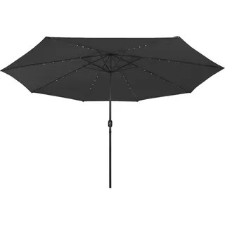 vidaXL Sonnenschirm mit LED-Leuchten Ø 400 cm schwarz