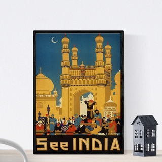 Nacnic Vintage Poster Vintage Poster Asien. Indien Tempel. A4-Format