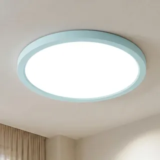 LQWELL LED Deckenleuchte Ultra Dünn Blau 22cm 18W 6000K | Modernes minimalistisches Design, IP44, energiesparend. Perfekt für Bad, Küche, Wohnzimmer, Schlafzimmer, Flur, Balkon.