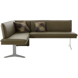 Moderano Eckbank , Grün, Edelstahlfarben , Metall, Leder , Echtleder , Nappaleder, Longlife-Leder, Dickleder , Uni , nicht einzeln stellbar, L-Form , 205x158 cm , Goldenes M, Emas , Fußauswahl, Lederauswahl, Stoffauswahl, Typenauswahl , Esszimmer, Bänke, Eckbänke