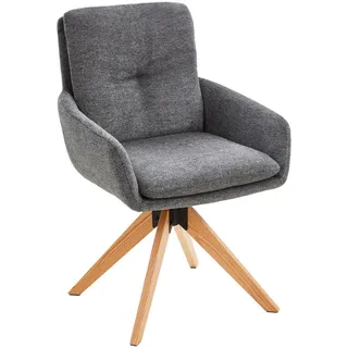 Livetastic Armlehnstuhl , Grau , Holz, Metall, Textil , Eiche , massiv , Füllung: Schaumstoff , würfelförmig , 59x91x65 cm , Holzmöbel, Sitzgelegenheiten Holz, Holzstühle