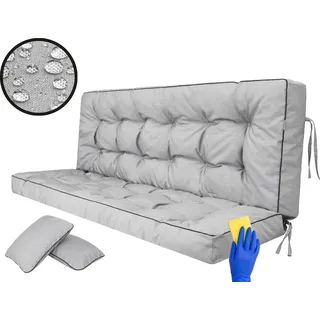 Hobbygarden Sitzkissen Bankkissen Bankauflage für Gartenbank Schaukelkissen Bodenkissen Kissen für Hollywoodschaukel Outdoor / Indoor - Pola - 100 cm - Hellgrau - Hellgrau