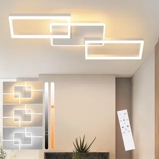 ZMH LED Deckenlampe Wohnzimmer Deckenleuchte Weiß - 63W Wohnzimmerlampe dimmbar mit Fernbedienung 80CM Groß Schlafzimmerlampe Modern Metall Küchenlampe Deckenbeleuchtung für Schlafzimmer Küche Büro