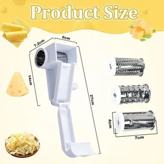 Parmesanreibe Crank Käsereibe Trommelreibe Parmesanmühle Käsereibe mit 3 feinen Edelstahltrommeln Küchenreibe Käsemühle Käsereibe Rotierende Käsereibe für Käse, Gemüse und Obst (14 x 6 x 7,2 cm)