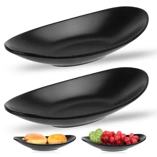 bayidun 2 STK Schlüsselschale Flur, Schmuckschale, Key Bowls, Dekoschalen Tablett, Deko Schale für Schlüssel Schalen, Oval Schmucktablett Schwarz für Schlüssel Schmuck Münzen(21 x 11 cm)