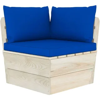 vidaXL Garten-Paletten-Ecksofa mit Kissen Imprägniertes Fichtenholz - Blau