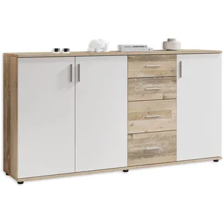 BOBBY Kommode in Old Style Optik, Weiß - Modernes Sideboard mit viel Stauraum für Ihren Wohnbereich - 160 x 82 x 35 cm (B/H/T)