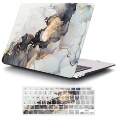 MOKASE Hülle Kompatibel mit Neu MacBook Air 13,6 Zoll 2022 M2 A2681 mit Touch ID Schlank Schutzhülle Plastik Hart Fall & Tastaturabdeckung für Neueste MacBook Air 13 Zoll mit Touch ID 2022, Black Gold