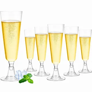 Kozdtiz Sektgläser Plastik, 20 Stück Sektgläser Kunststoff, 150ml Mehrweg Plastik Champagnergläse für Garten Hochzeitstag Duschen Partys Transparent