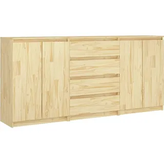 Beistellschränke 3 Stk. Massivholz Kiefer - Braun, Bunt