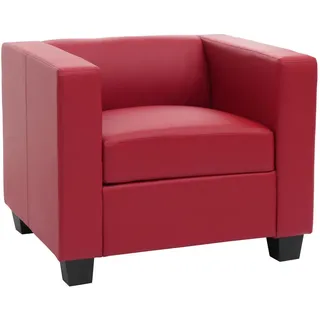 MCW Sessel Loungesessel Rot , Leder , 86x70x75 cm , Wohnzimmer, Sessel, Polstersessel