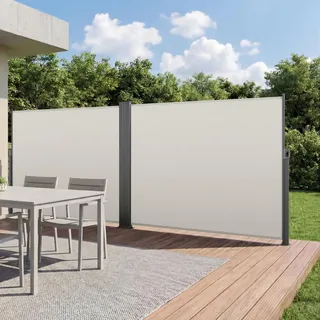 VEVOR Seitenmarkise Ausziehbar 180x600 cm, Seitenrollo aus 180 g/m2 Polyestergewebe, Wandmarkise, Windschutz, Sonnenschutz, Sichtschutz, Raumteiler für Garten, Balkon, Pool, Terrasse, Beige - Beige