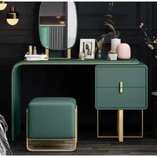 Schminktisch mit Spiegel Luxus Konsole Kommode Schlafzimmer Neu 2tlg. Set Tisch - Grün