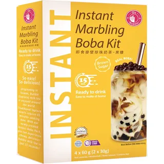 O's Bubble Instant Marbling Boba Tee Kit mit braunem Zucker (4x 60g) | Bubble Tee | Mit Tapiokaperlen und Strohhalm