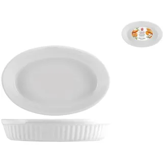 Ovale Backform Aus Keramik In Weißer Farbe Von 28,5x20 Cm