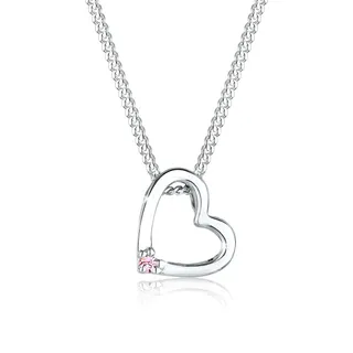 Silberkette ELLI "Halskette Herz Schmuck Geschenk mit Kristallen von Swarovski 925 Sterling Silber" Gr. 45, rosa, Halsketten, Damen, 45,mit Stein, Silber 925 (Sterlingsilber), Silberkette